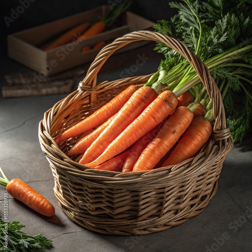 fresh carrots in a basket