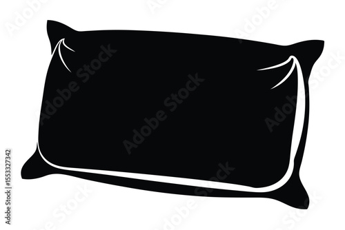 Stylized Black Pillow Illustration with Distinct Corners and White Outline for Home Décor Design
