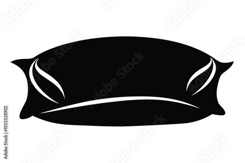 Simple Black Pillow Silhouette Image, Bedroom Decor, Home Furnishings and Design Element