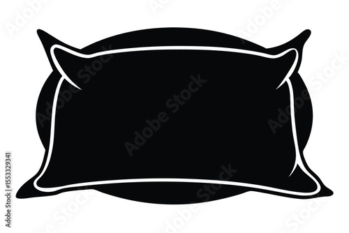 Graphic Depiction of a Black Pillow with White Outlining on a White Backdrop