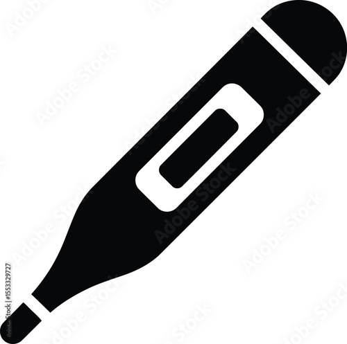 Simple black silhouette of a digital thermometer.