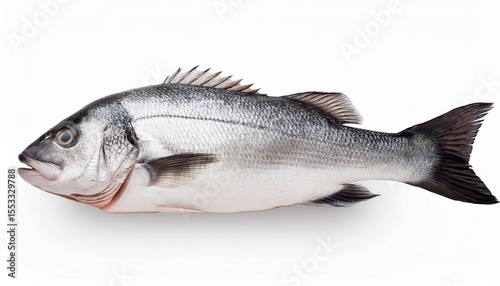 a fresh chilean seabass fish side view on an isolated background