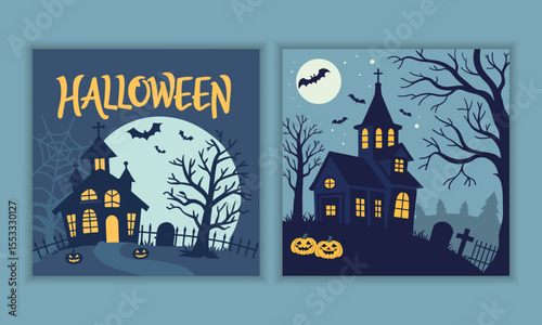 Happy halloween with enchanted castle