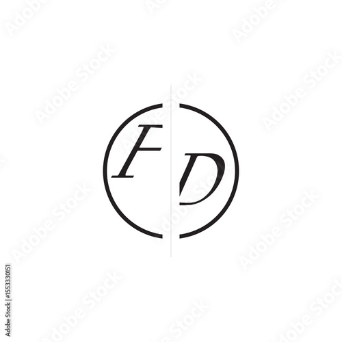 Free Download Initial Alphabet Design FD Monogram Simple Logo Unique Vector Circled Alphabet - GFXLoad