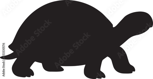 Black Turtle Silhouette – Clean Vector Illustration of Turtle on White Background for Educational and Wildlife Designs