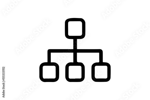 The image displays a black outline icon representing a hierarchical or organizational structure.