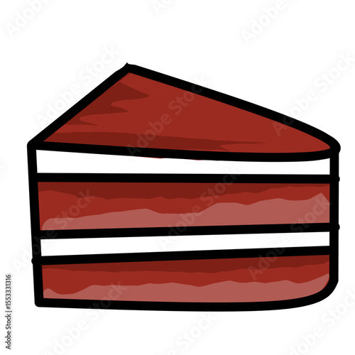 Delicious red velvet layer cake with vanilla cream 