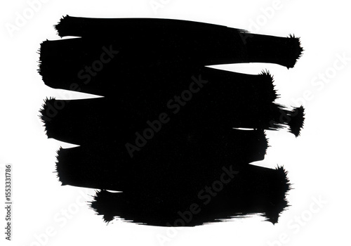 Black paint brush strokes isolated on transparent background