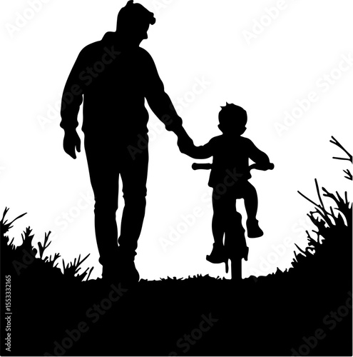 father helping  daughter riding bicycle
