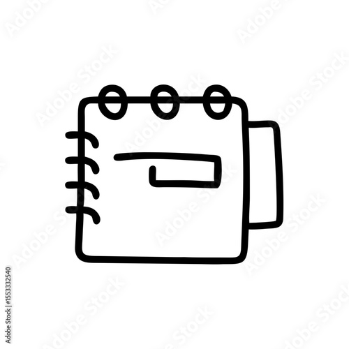 Spiral notebook icon in hand-drawn black line style