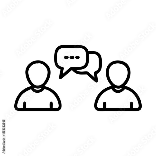 Two people talking icon in black line style on white background