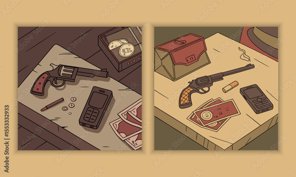 Obraz premium Vintage repair workshop icon set