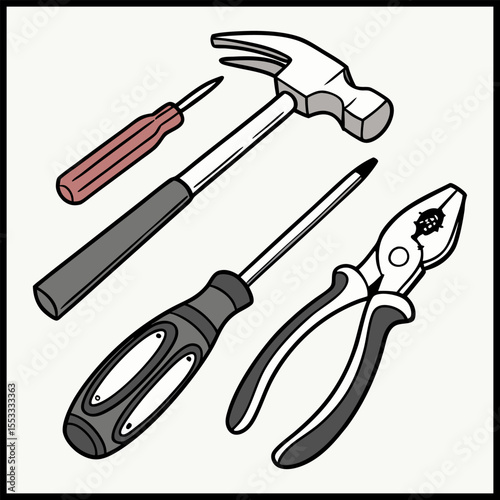 Vintage repair workshop icon set
