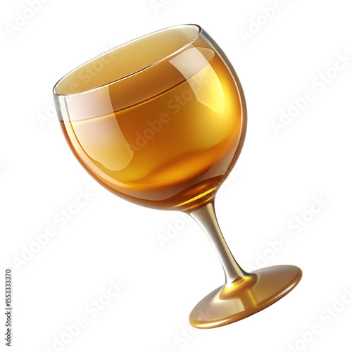 Amber Liquid in a Clear Wine Glass isolated on a transparent background