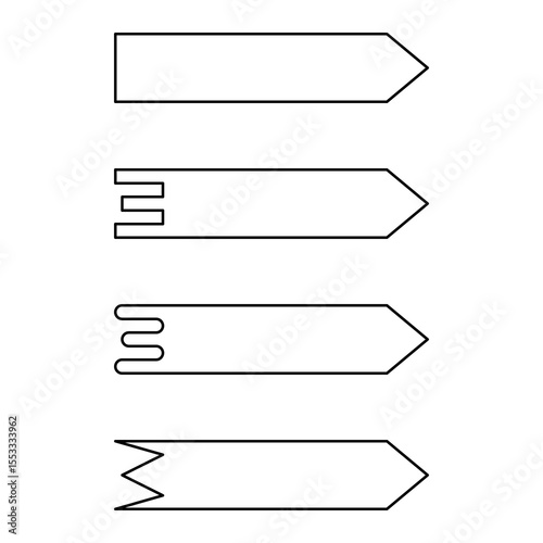 A versatile collection of outline arrow and banner shapes, presented in various styles from simple rectangles to intricate wavy designs. vector illustration.