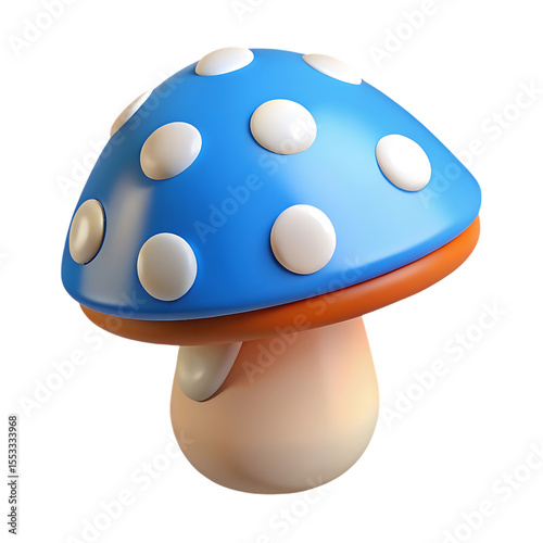 Cartoon Blue Mushroom with White Dots isolated on a transparent background