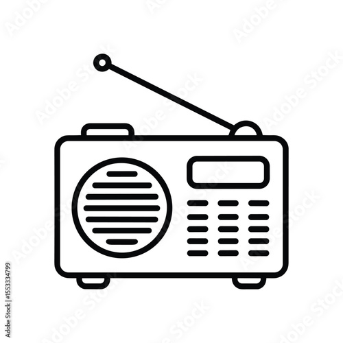 Vintage Radio Icon Classic Communication Device with Antenna and Speaker