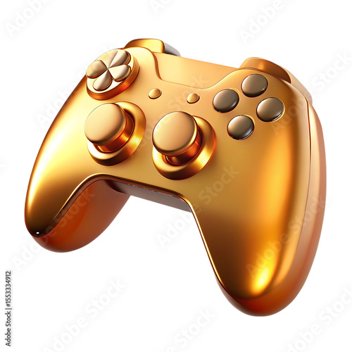 Golden Game Controller isolated on a transparent background