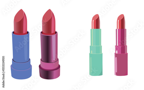 Two red lipstick illustration designs