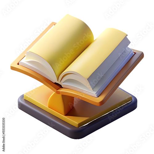 Open book on a stand isolated on a transparent background