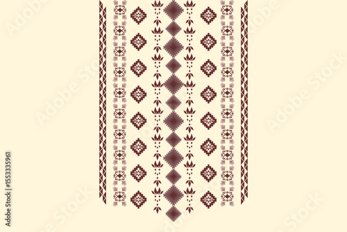 Neck geometric abstract Aztec oriental embroidery traditional border pattern. Native geometry neck decorative design for fashion, texture, element, neckline, textile, fabric, clothing, printing