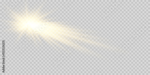 Yellow light streak emerging from the left with motion effect