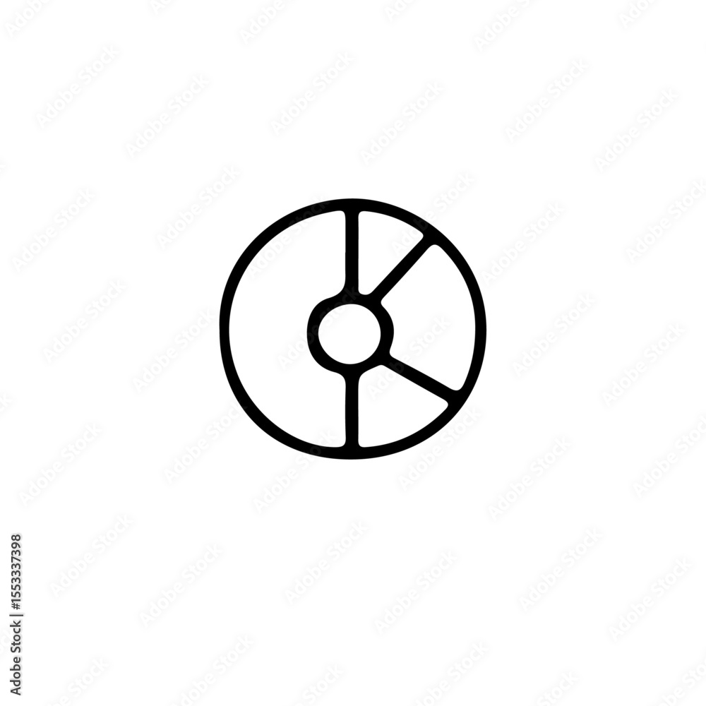 Fototapeta premium A simple circular diagram with three sections and center dot