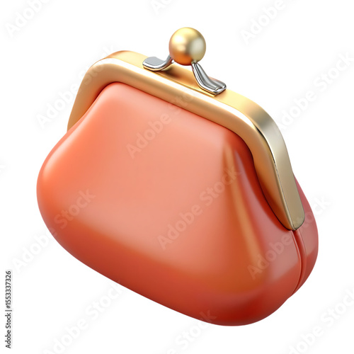 Vintage Coin Purse with Gold Clasp isolated on a transparent background