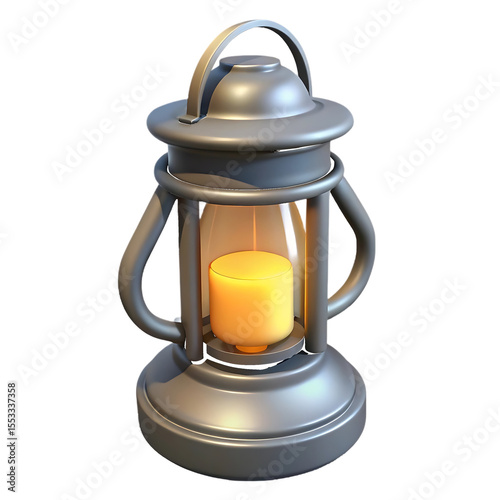 Vintage Style Lantern with Glowing Candle isolated on a transparent background
