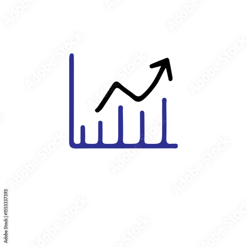 A simple hand drawn bar graph with an upward trending arrow