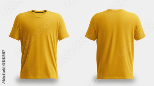 yellow tshirt back and yellow tshirt front, white background