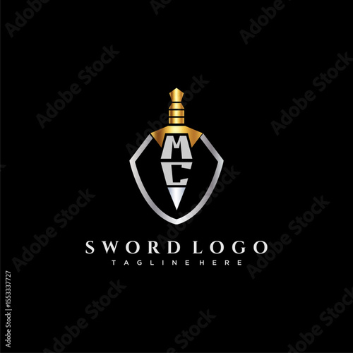 MC letter luxury monogram for shield and sword style image