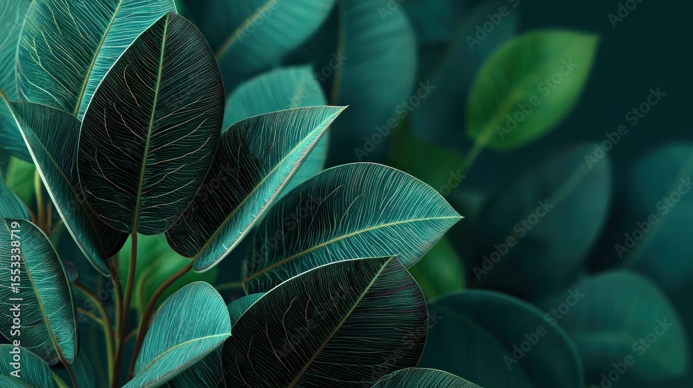 Obraz premium Lush teal leaves in close-up