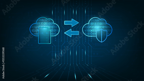 Cloud cybersecurity data protection digital secure technology binary futuristic blue network