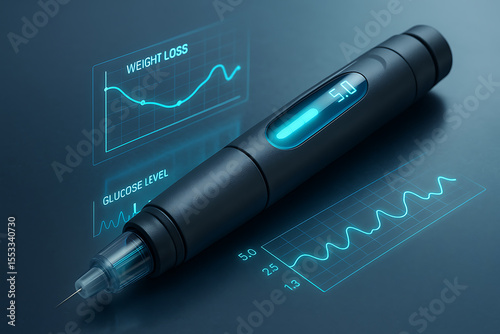 Precision medical device for healthcare technology, displaying digital health data, representing futuristic innovation