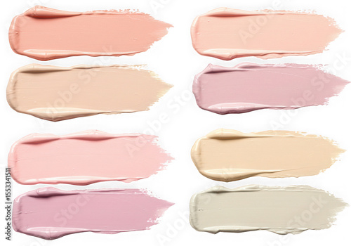 Cosmetic foundation cream strokes isolated on transparent background