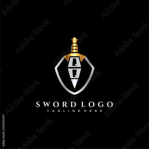QQ letter luxury monogram for shield and sword style image