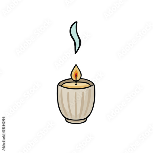 line candle in glass simple color vector