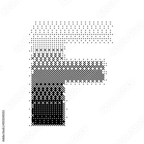 Letter F vector with gradation bitmap effect