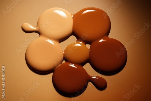 Abstract composition of liquid foundation drops in various skin tones, beauty cosmetic product