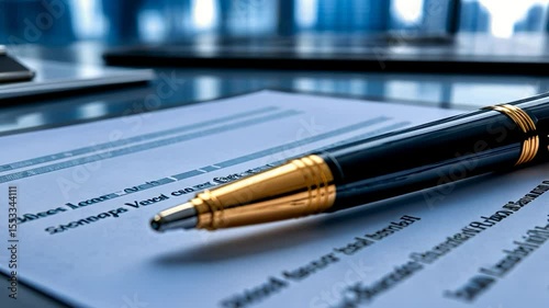 Wallpaper Mural Business Contract Signing: Pen on Legal Document Torontodigital.ca