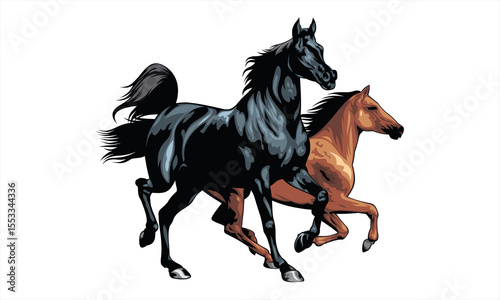Wild Mustang Vector Illustration on Clean White Background