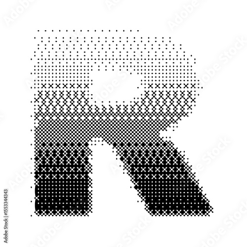 Letter R vector with gradation bitmap effect
