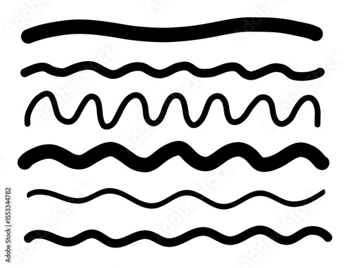 Hand drawn black wavy and zigzag lines.