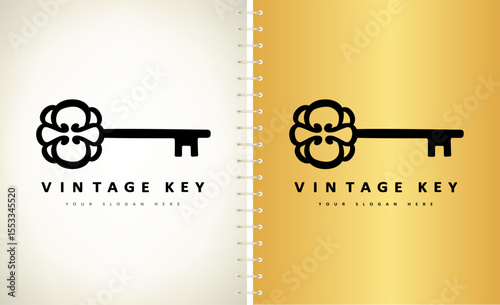 vintage key logo vector design
