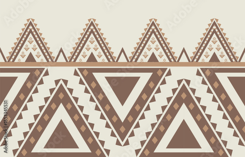 Geometric ethnic Native American tribal patterns, featuring Aztec and Navajo motifs, create a seamless decorative texture. Design for background ,curtain, carpet, clothing, wrapping, Batik.