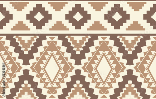 Geometric ethnic Native American tribal patterns, featuring Aztec and Navajo motifs, create a seamless decorative texture. Design for background ,curtain, carpet, clothing, wrapping, Batik.