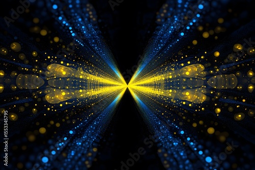 Dark shiny blue yellow glitter background.