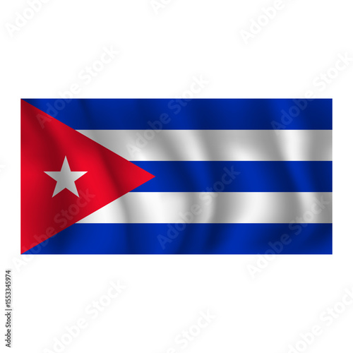 Flag of Cuba wavy flutters in wind, with folds 3d