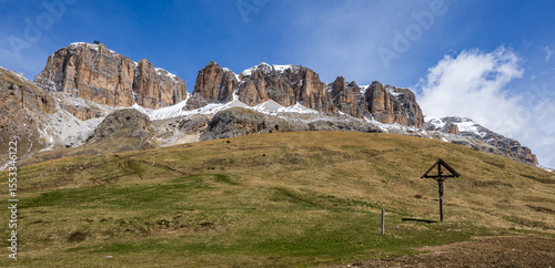 spring mountain landscape in the Italian Dolomites - Passo Pordoi